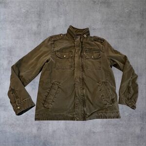 Levis Field Jacket Mens Medium Olive Green Military Canvas Quilted